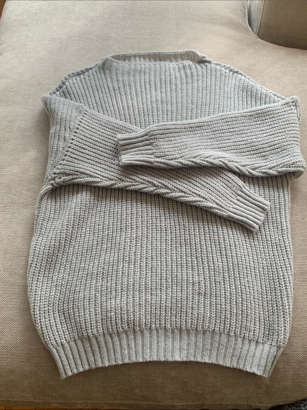 SHEIN Light Gray Ribbed Crewneck Sweater